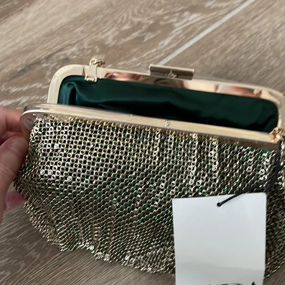 Zara gold & green shimmery chainmail bag - Picture 6 of 12